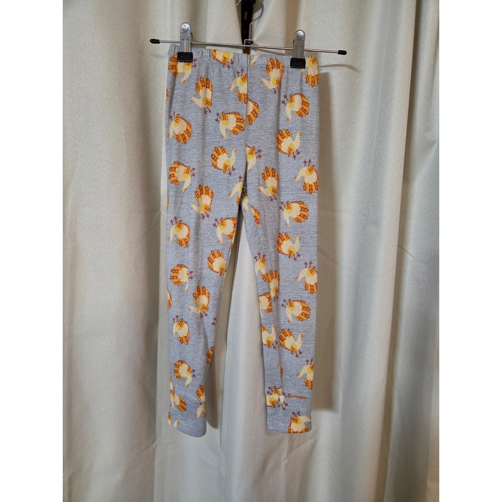 Rae Dunn Girls Gray Turkey Print Pajama Pants Size S Thanksgiving Sleepwear